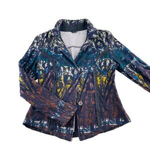 Kaktus‎ Womens Multicolor Metallic Jacket Button Front Size L